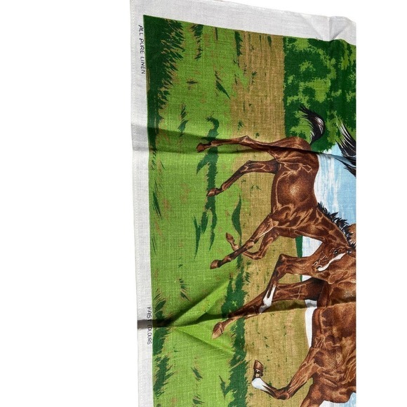 Vintage Ulster Fast Colours Horse/Farm Tea Towel. All Linen. Still has sticker! - Picture 3 of 7